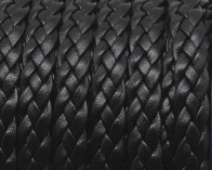 Bolo Braided Flat Leather Cord. 9x2mm. Black. Best Quality.
