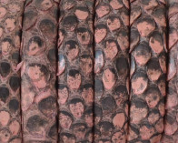 Python skin Leather cord. Half Round. 10x5mm. Pink.