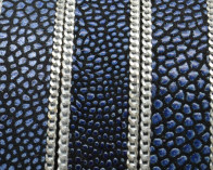 Flat Leather cord with chain. 15x2mm. Ray. Navy blue-silver.Best Q.