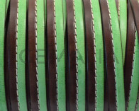 Flat Stitched leather cord. 10x2cm. Dark brown-green. Best Quality.