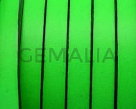 Flat Leather cord. 10x1.5mm. Fluorescent green-black. Best Quality.