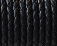 Bolo Braided Round Leather Cord. 4mm. Black. Best Quality.