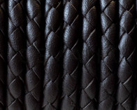 Bolo Braided Round Leather Cord. 4mm. Dark brown. Best Quality.