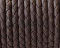 Bolo Braided Round Leather Cord. 4mm. Dark Brown.Matt.Best Quality.