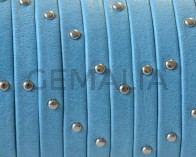 Flat Leather cord. 5x1.5mm. Denver. Turquoise-silver. Best Quality.