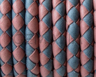 Bolo Braided Round Leather Cord. 5mm. Denver. Grey-pink. Inn.1mm.approx.Best Quality