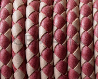 Bolo Braided Round Leather Cord. 5mm. Denver. Garnet-beige. Inn.1mm.approx.Best Quality