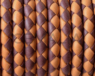 Bolo Braided Round Leather Cord. 5mm. Denver. Burdeaus-orange. Inn.1mm.approx.Best Quality
