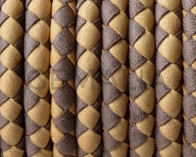 Bolo Braided Round Leather Cord. 5mm. Denver.Dark-light brown.Inn.1mm.approx.Best Quality