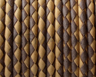 Bolo Braided Round Leather Cord. 3mm. Denver. Light brown-dark brown.Best Quality