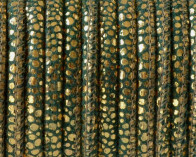 Round Stitched leather cord. 4.5mm. Green-gold. Best Quality.