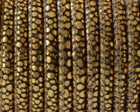 Round Stitched leather cord. 4.5mm. Dark brown-gold. Best Quality.