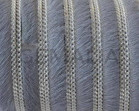 Colored cow hair leather cord. With chain. Flat.10x1.5mm.Grey-silver.Best Quality