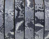 Flat Leather cord. 10x1.5mm. Print 18. White-black. Best Quality.