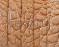 Flat Leather cord. 10x1.5mm. Snake engraved. Natural. Best Quality.