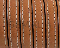 Flat Stitched leather cord.10x2mm. Light brown. Best Quality.