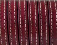 Flat Stitched leather cord.10x2mm. Burdeous. Best Quality.