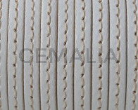 Flat Stitched leather cord. 5x1.5cm. White. Best Quality