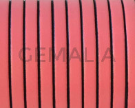 Flat leather cord 5x1,5mm. Pink. Best Quality.