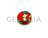Ceramic. Coin. 25x7mm. Red. Inn.2mm. approx.