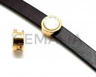 Zamak/Swarovski. Coin. 13mm. Gold-Crystal. Inn.10x3mm.