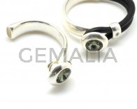 Zamak/Swarovski. Coin 20mm. Silver-Black Diamond. Inn.10x5mm.