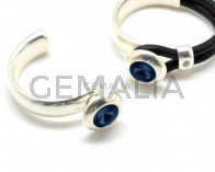 Zamak/Swarovski. Coin 20mm. Silver-Montana. Inn.10x5mm.