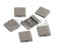 Zamak. Magnetic clasp. Flat. 22x23mm. Silver. Inn.20x2mm.