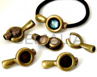 Zamak.Magnetic clasp.No stone.40x21mm.Inn.stone12mm.AntiqueGold.Inn5mm