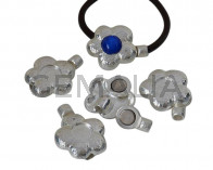 Zamak. Magnetic clasp. Flower. No hole. 39x30mm. Inn.stone 12mm. Light