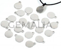 Stainless steel 304. Pendant. Coin. 10x8x0.8mm. Silver. Inn.1.5mm.