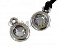 Zamak/SWAROVSKI Pendant. 17x11mm Coin. Silver-Crystal. Inn.2mm