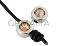 Zamak/SWAROVSKI slider. 12mm Coin. Silver-Golden Shadow. Inn.3mm 