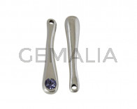 SWAROVSKI and Zamak pendant. 31x6mm. Silver-Tanzanite. Inn.1.3mm