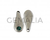 SWAROVSKI and Zamak pendant. 23.5x10mm. Silver-Emerald. Inn.1.5mm