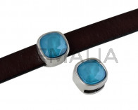 SWAROVSKI and Zamak slider. 13x13mm. Silver-Azure Blue. Inn.10x2.5mm