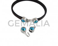 SWAROVSKI clasp with end cap. 2 pieces set 6x15mm-6x11mm. Silver-Blue Zircon Shimmer. Inn.5x2mm