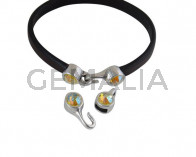 SWAROVSKI clasp with end cap. 2 pieces set 6x15mm-6x11mm. Silver-Citrine Shimmer. Inn.5x2mm