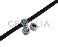 SWAROVSKI and Zamak Slider. 6x4mm. Silver-Burgundy Delite. Inn.3x2mm