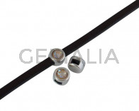 SWAROVSKI and Zamak Slider. 6x4mm. Silver-Ochre Delite. Inn.3x2mm