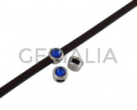 SWAROVSKI and Zamak Slider. 6x4mm. Silver-Majestic Blue. Inn.3x2mm