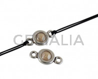 SWAROVSKI and Zamak connector. 22x12mm Coin. Silver-Crystal Golden Shadow. Inn.3mm 