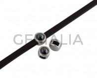 SWAROVSKI and Zamak Slider. 6x4mm. Silver-Jet Hematite. Inn.3x2mm