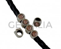 SWAROVSKI and Zamak Slider. Coin. 8mm. Silver-Light Peach. Inn.5mm.