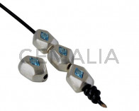 SWAROVSKI and Zamak Slider. Rhombus 11x8mm. Silver-Aquamarine. Inn.2mm.