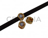 SWAROVSKI and Zamak Slider. 8mm coin. Gold-Cappuccino Delite. Inn.5x2mm
