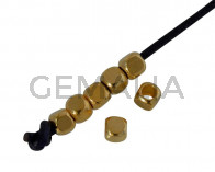 Metal bead Brass slider cube 2.5x2.5mm. Gold. Inn.1.6mm