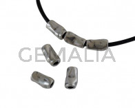 Zamak tube bead 11x6.5mm. Silver. Int.3mm