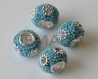 Resin/Metal. Rondelle. 15x10mm. Glittering Blue. Inn.5mm.approx.