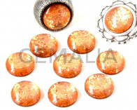 Resin. Cabochon. 12mm.  Glittering orange. Best Quality.